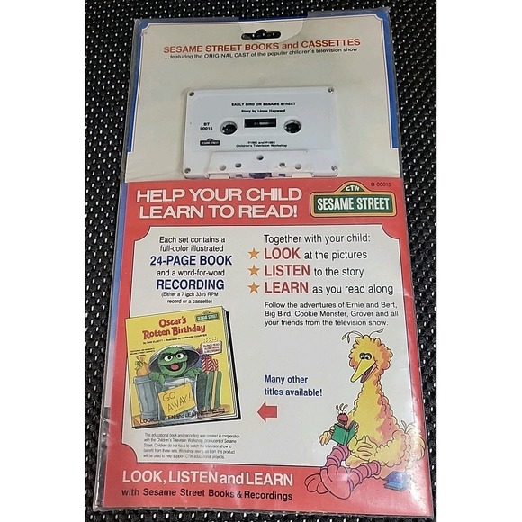 Vintage Early Bird on Sesame Street Read Along Book Story Cassette Tape Sealed - Picture 2 of 8